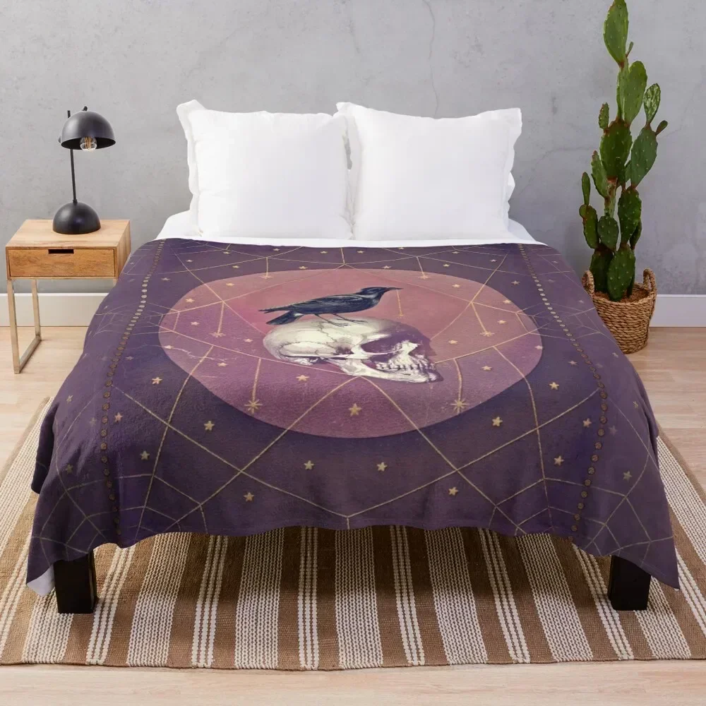 

Crow and Skull Collage Throw Blanket Soft Comfort Blanket for Reading Watching TV