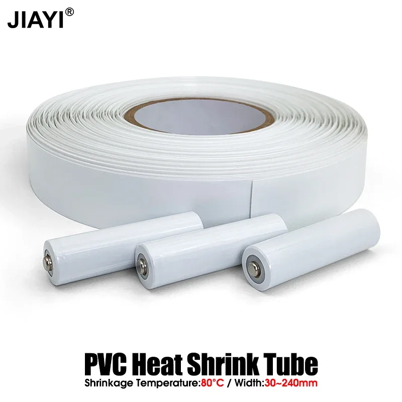 White PVC Heat-Shrink Tubing Width 30mm~300mm Anti-Corrosion Moisture  18650 Lipo Battery Insulation Sleeve 1M~10M
