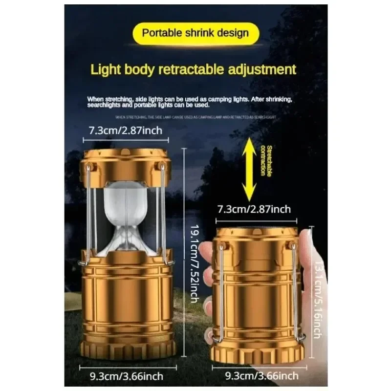 1pc Solar Rechargeable Lantern Multifunctional Household Portable Strong Light Emergency Lantern Solar Outdoor Camping Lamp