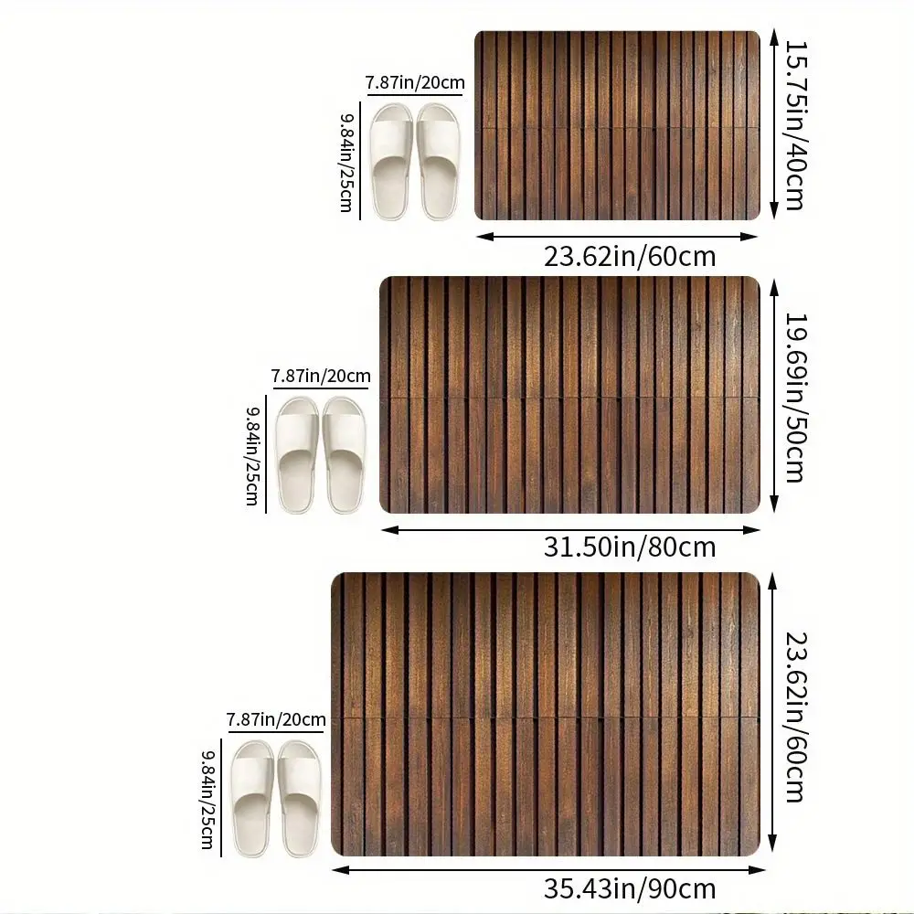 

Imitation Wood Grain Water-Absorbing, Anti-Slip And Quick-Drying Household Door Mat, Kitchen Bathroom Floor Mat, Family Decorati