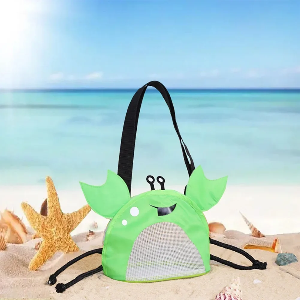 Beach Mesh Bag Cute Crab Shaped Shell Bags for Holding Beach Shell Toys Collecting Storage Bags for Kids Sand Tools Organizer