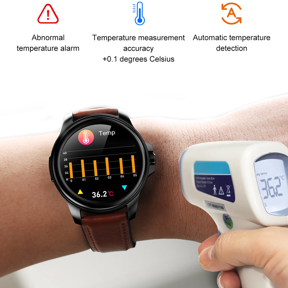 2022 novo relógio inteligente ecg + ppg temperatura do corpo heartrate pressão arterial ai diagnóstico médico pulseira esporte à prova dwaterproof água smartwatch
