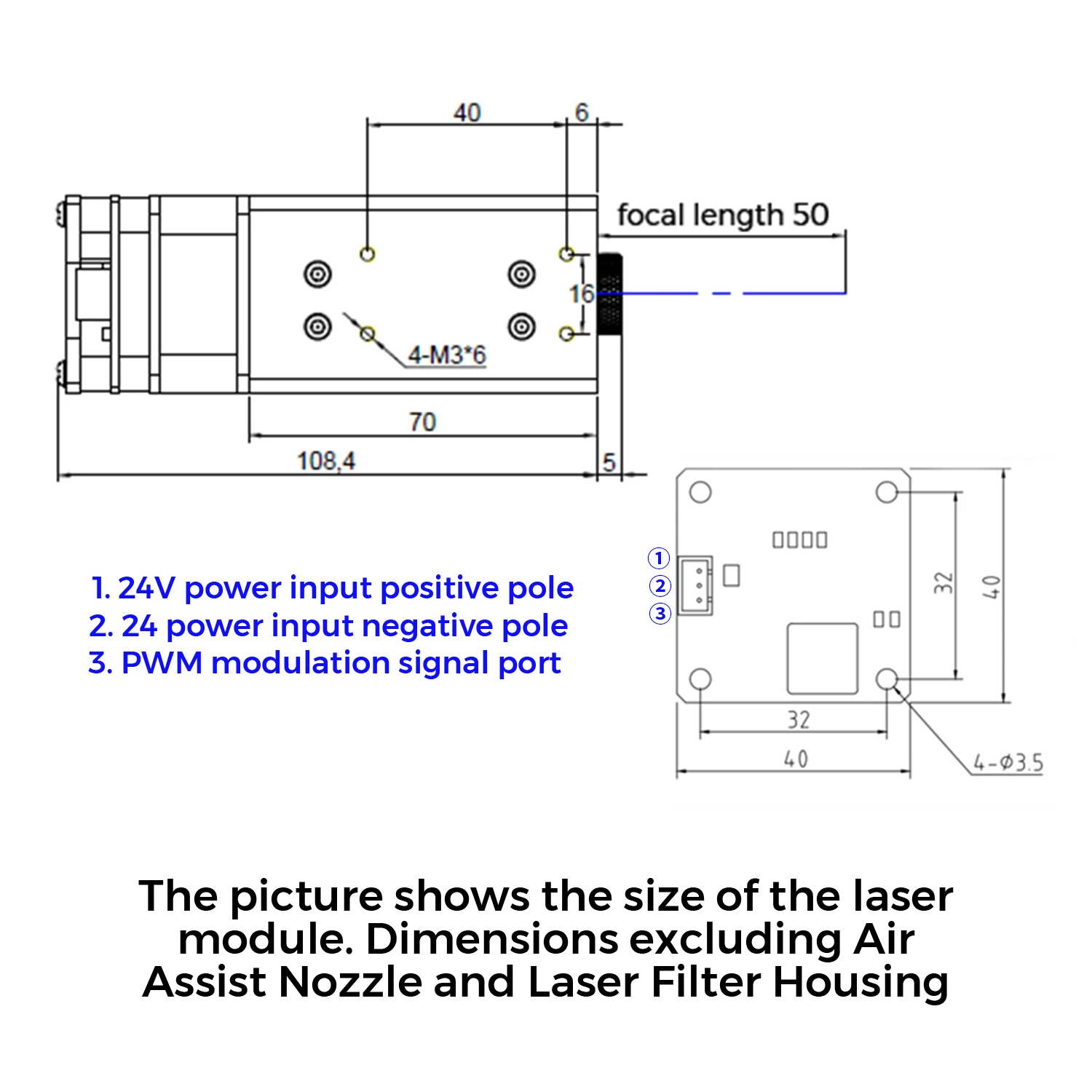 Twotrees 40W Laser Module 80W Laser Head 450nm Blue Laser for Laser Engraving and Laser Cutting Machine Engraver Wood Tools