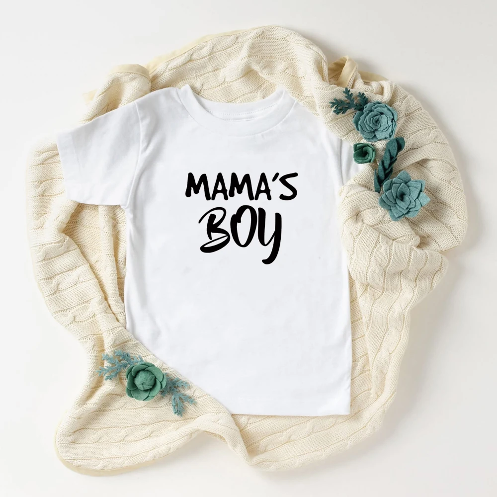 Mama's Boy Print Kids T-shirt Sibling Matching Outfits Big Brother Little Brother Short Sleeve Cotton Tee Tops