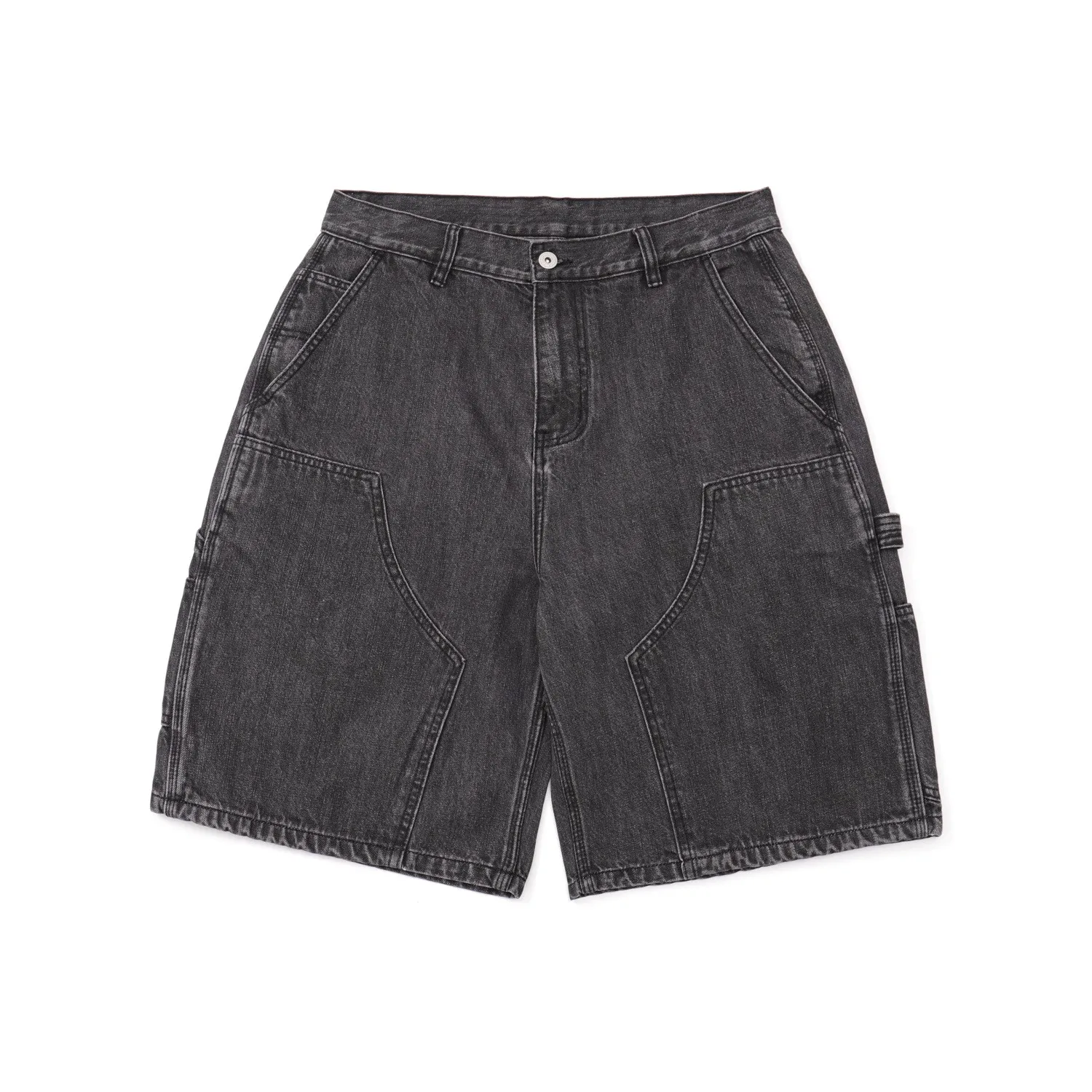 12oz Summer Japanese Workwear Style | 26SS B01 Washed Slub Cotton Cargo Six-Tenths Length Denim Shorts (Unisex) Jeans for Men