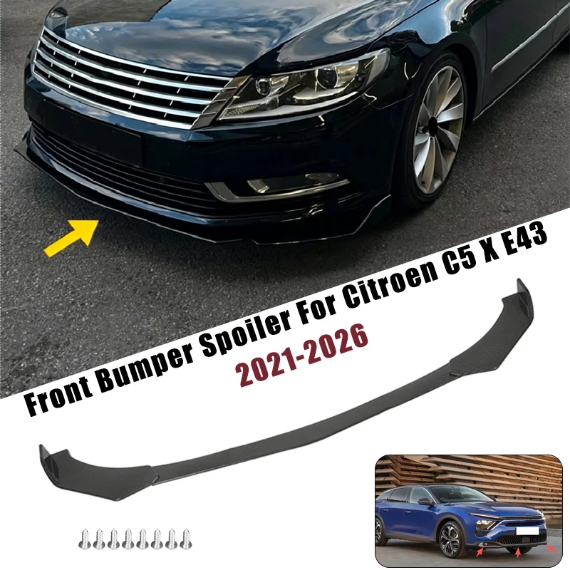 Sport Front Bumper Splitter Spoiler Lip For Citroen C5 X E43 2021-2026 5Pcs Adjustable Sectional Car Exterior Tuning Body Kit