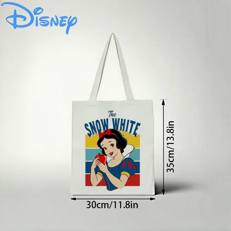 

1PC Disney Snow White Canvas Tote Bag, Retro Print Eco-friendly Shoulder Bag