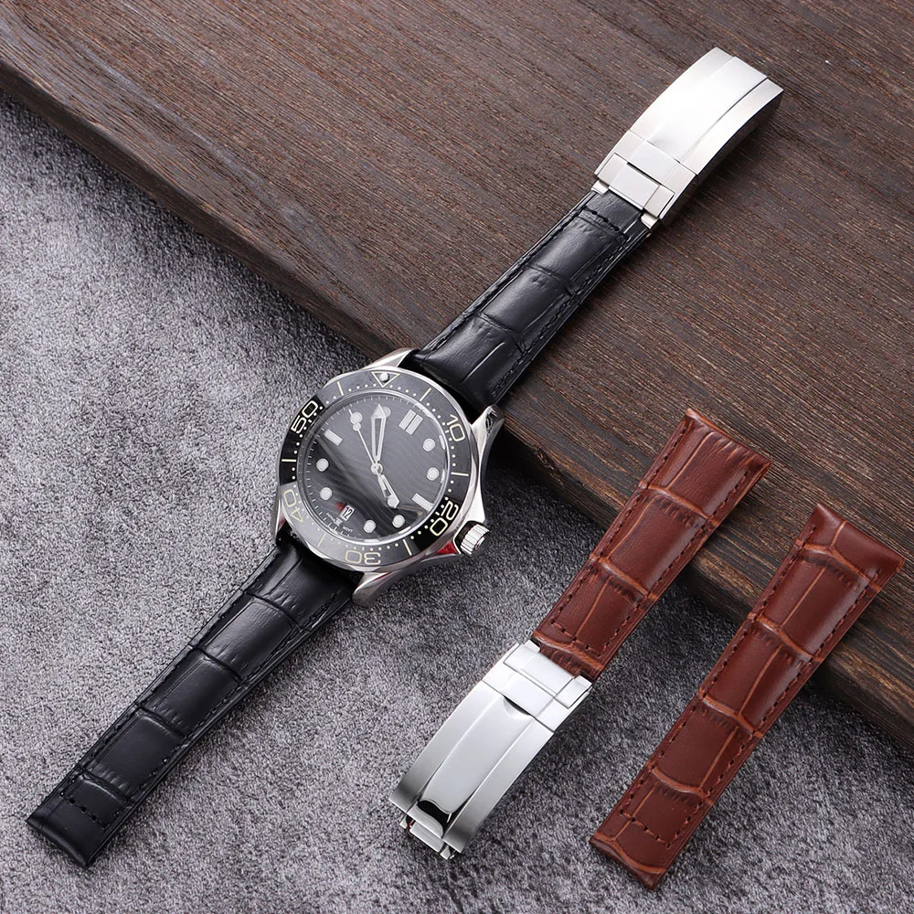 20mm Watch Bands for Rolex SUBMARINER Water Ghost DAYTONA GMT Genuine Cowhide Grain Calfskin Men WomenStrap Watch Accessories