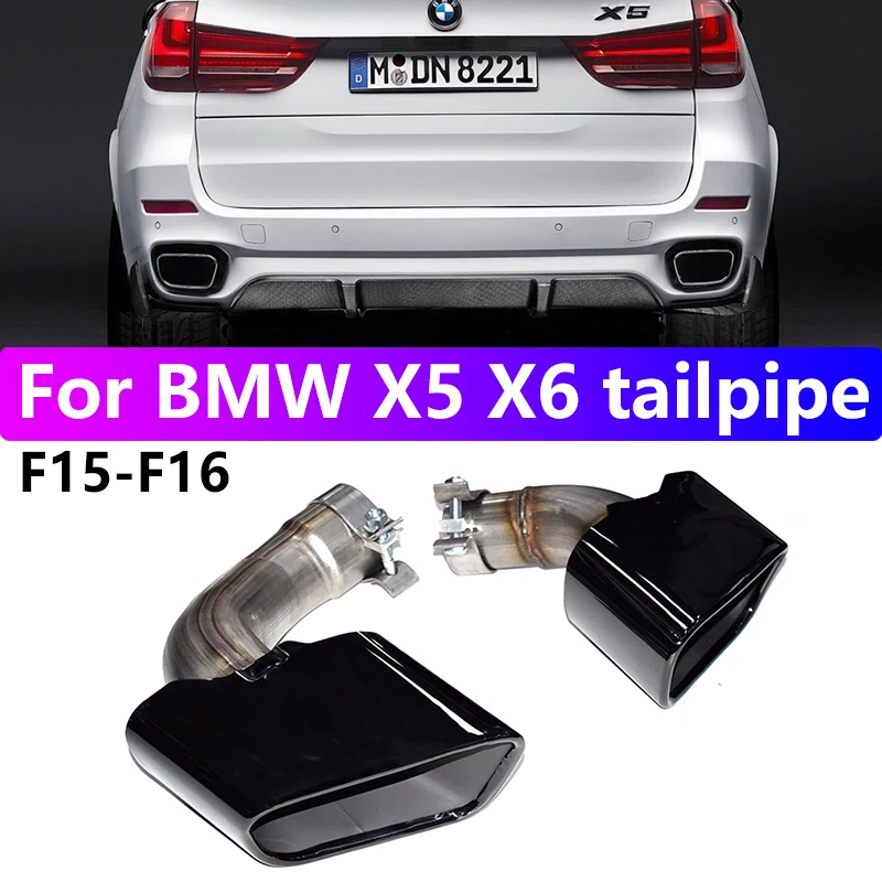 

Для BMW X5 F15 X6 F16 2014-2017 гг. 28i 35i Выхлопная труба с квадратным ртом X5M Спортивная выхлопная труба из нержавеющей стали Черный наконечник глушителя