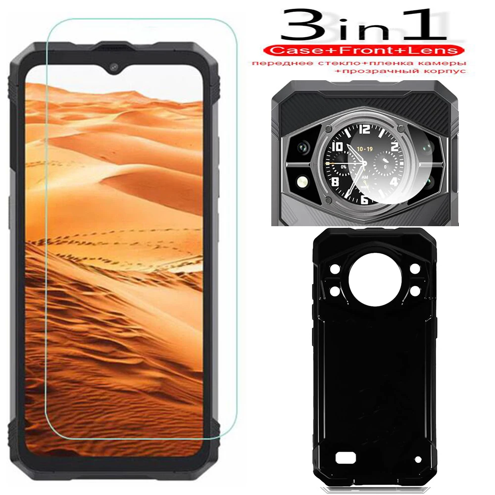 

3 in 1 Glass With Soft Case For Cubot KINGKONG AX Screen Protector Glass Full Protection on For Cubot KINGKONG AX Camera Lens