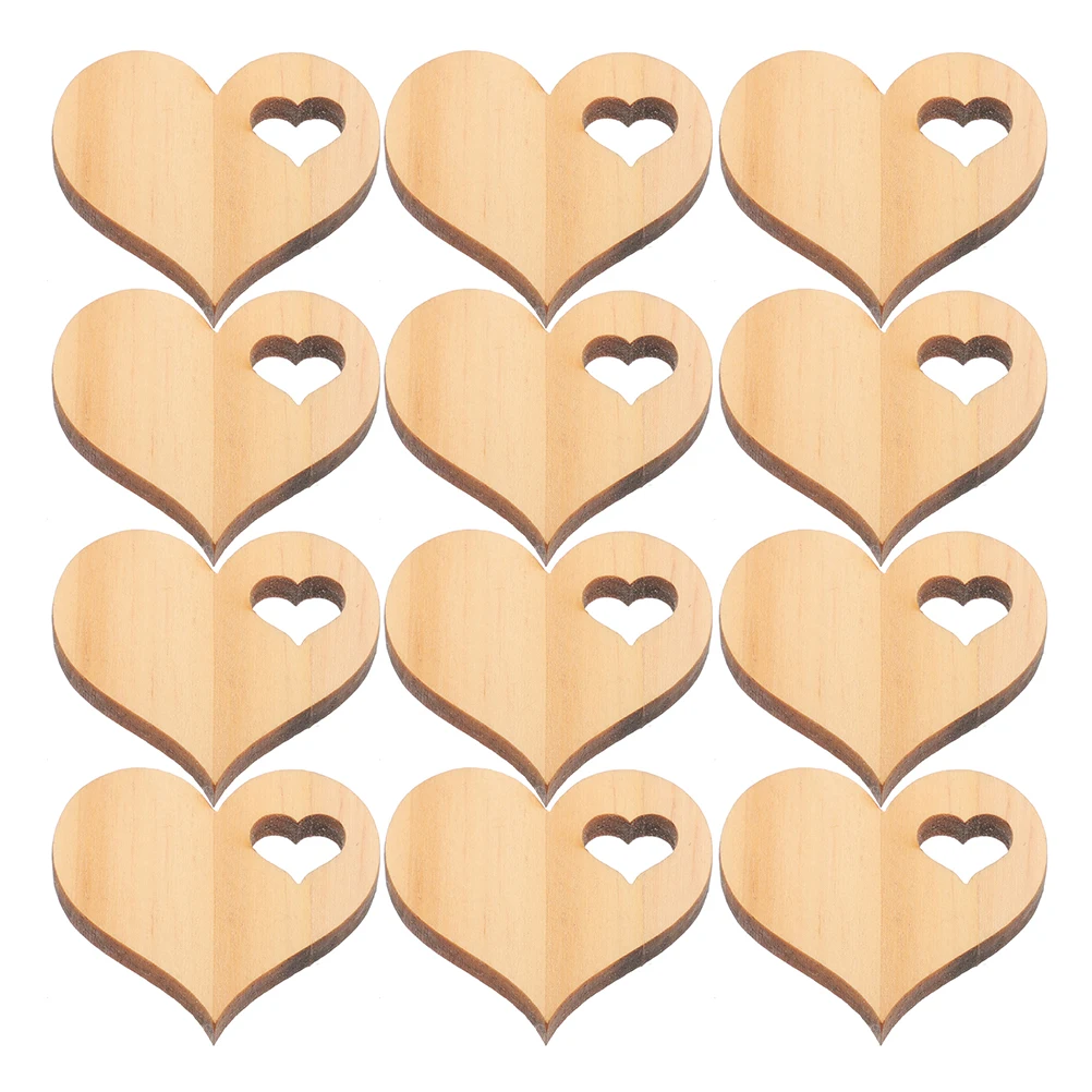 

100Pcs DIY Heart Shape Wood Slices Natural Unfinished Wooden Pieces for Handcrafts Personalized Decorations Living Room Bedroom
