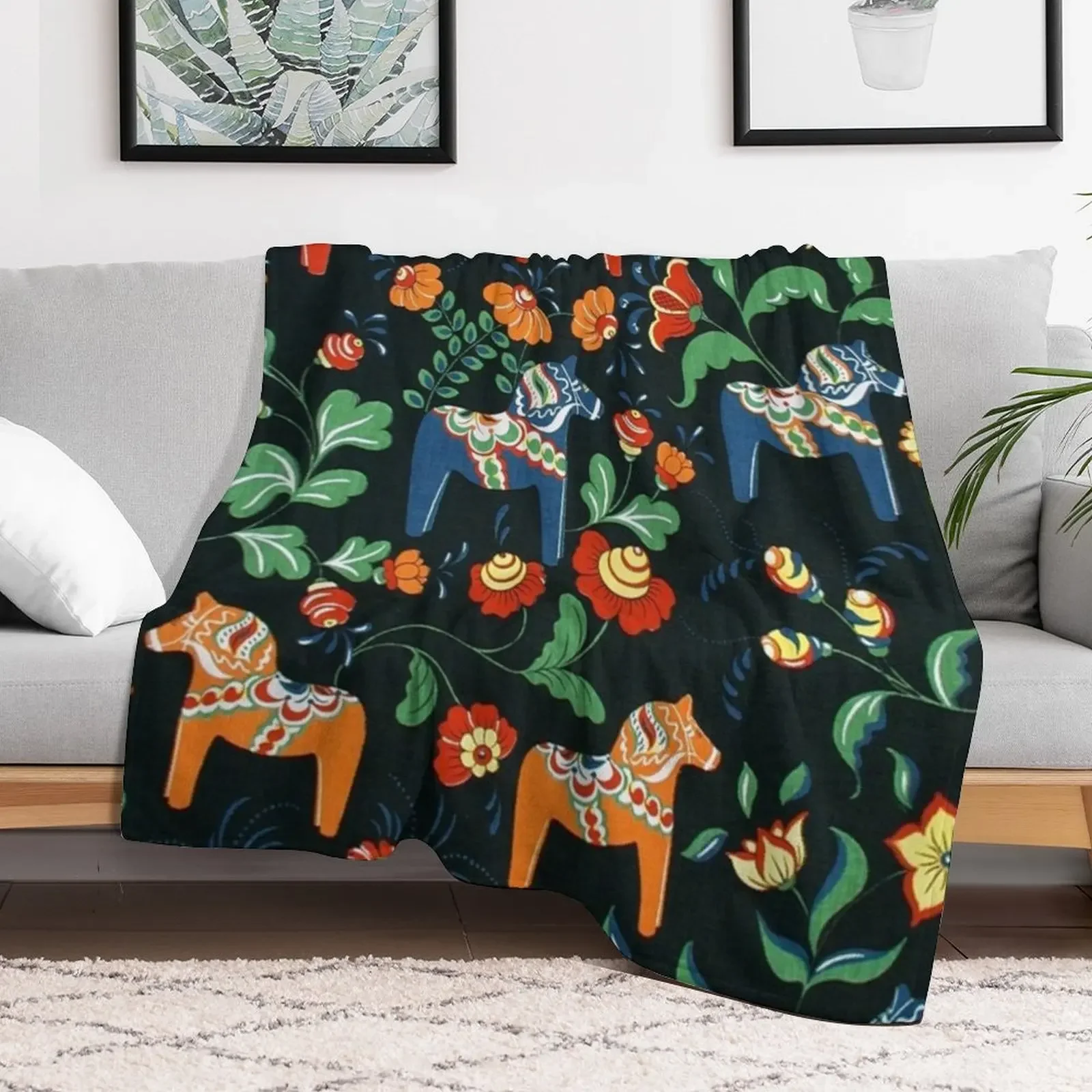 BEST SELLER - Swedish Dala Horse Throw Blanket Luxury Thicken Moving Stuffeds Blankets Sofas Of Decoration Blankets