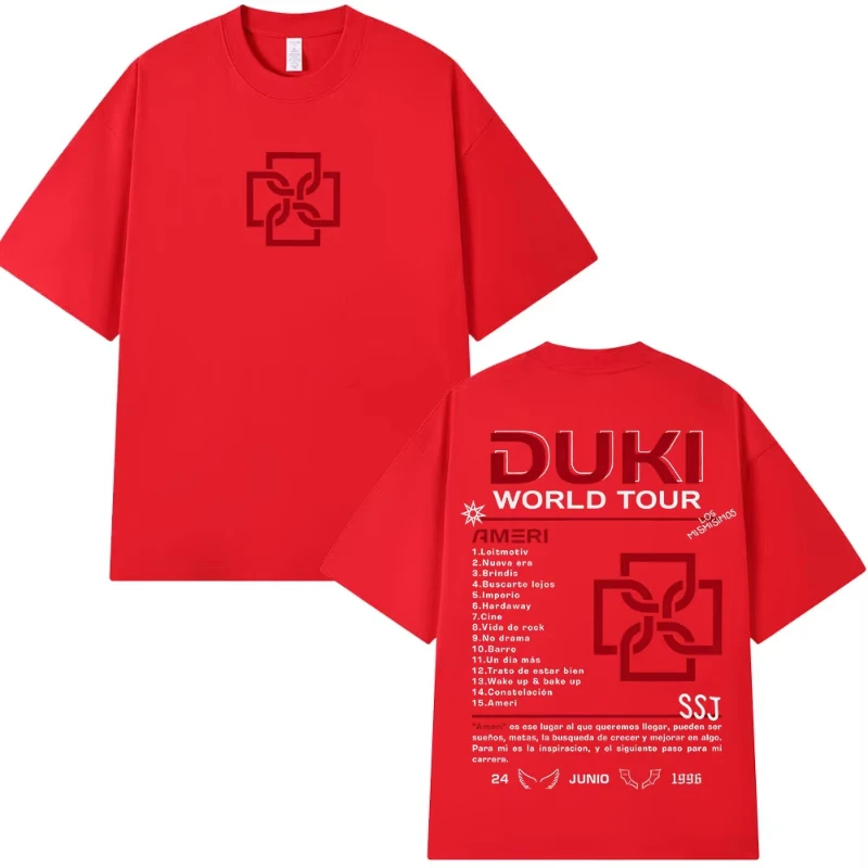 مغني الراب دوكي أميري جولة حول العالم 2025 ميرش تي شيرت الرجال النساء موضة الهيب هوب تي شيرت تقليدي القطن عادية كم قصير تي شيرت