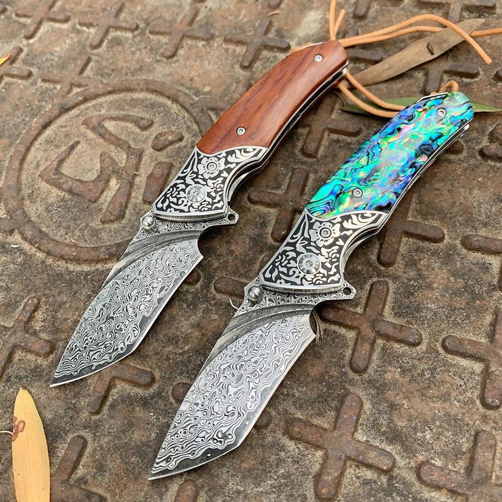 

Multifunctional Damascus Steel Folding Knife Outdoor Military Tactical Pocket Knife EDC Self Defense Tool Knives Birthday Gift