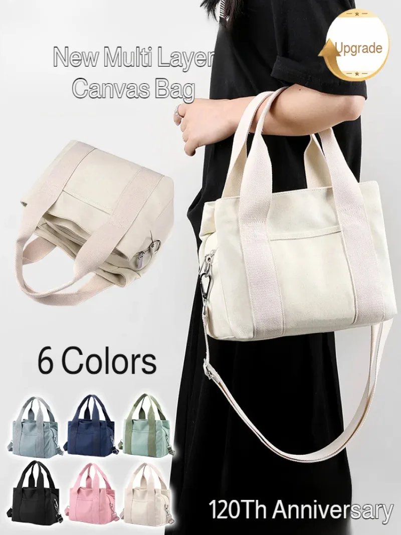 

Vintage travel bag Canvas bag Craftsmanship Fashionable Women Commute to work White collar Tote Crossbody Bento Bag