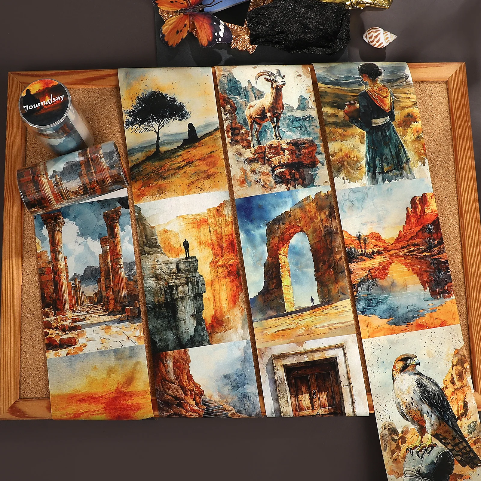 80mm*212cm Vintage Desert Character Landscape Washi Tape Creative DIY Journal Material Collage Scrapbooking Stationery