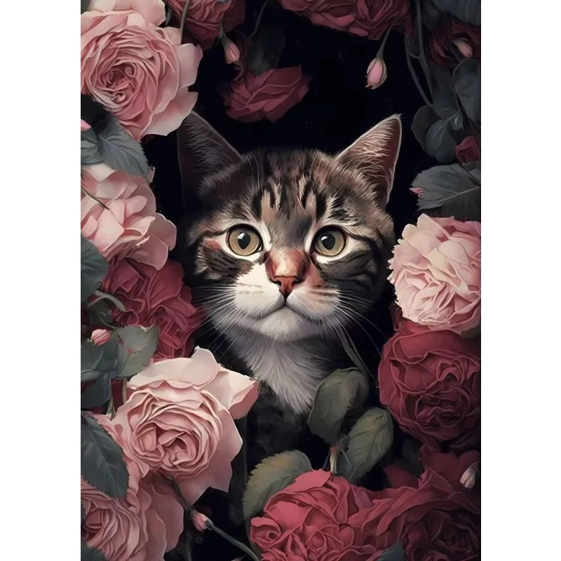 Lovely Pets In Roses Posters Duckling Chick Puppy Cat Prints Canvas Printing Vintage Wall Art Picture for Living Room Home De