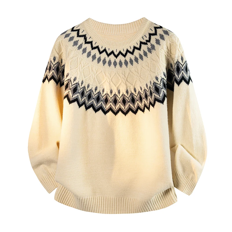 Jacquard All Match Men Sweater Knitted Acrylic Blends Pullovers Winter Quality Soft Comfortable Elastic Trendy Sueters De Hombre