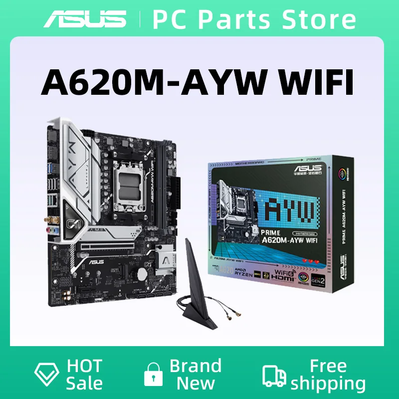 New ASUS A620M-AYW WIFI Motherboard Socket AM5 A620 A620M Original Desktop Mainboard Support 7600