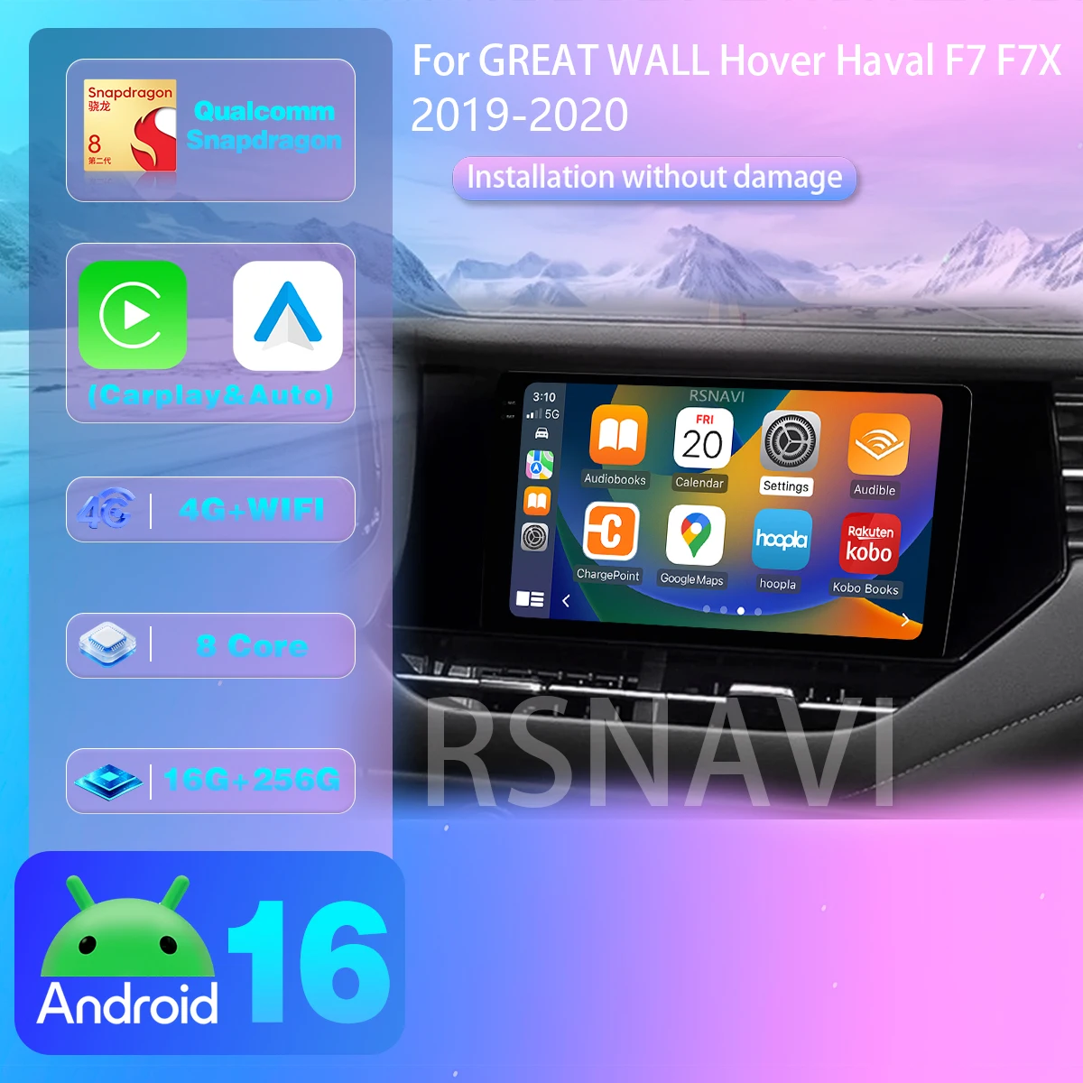RSNAVI Android 16 Für GREAT WALL Hover Haval F7 F7X 2019 - 2020 Autoradio Stereo Carplay Auto BT Multimedia Player 360 Kamera