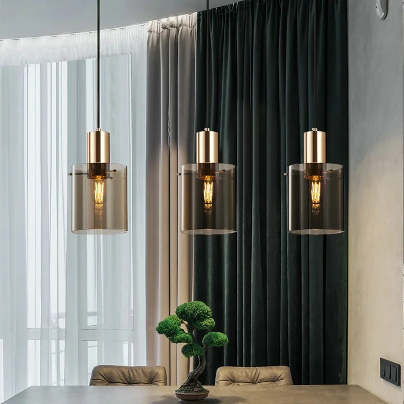 Modern Glass LED Pendant Light Restaurant Hotel Chandeliers Foyer Dining Bedroom Pendant Lamp Coffee Living Room Hanging Lamp