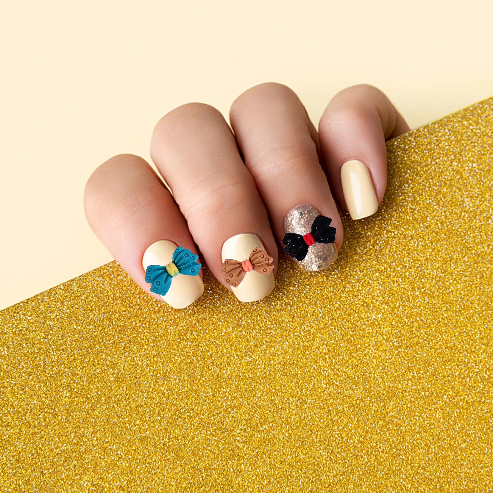 

1 Box Premium Bowknot Decor Creative Manicure Art Sticker Delicate Nail Decoration Durable Nail Crafting Supplies For Natural