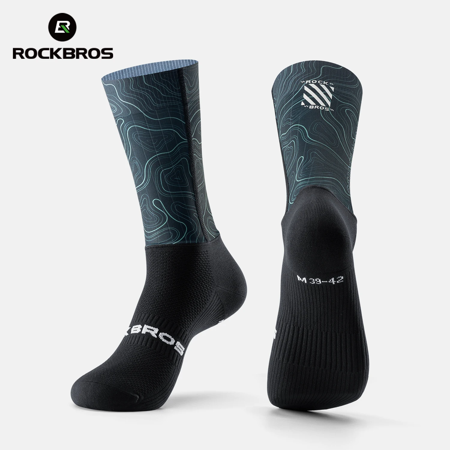 ROCKBROS Cycling Socks Breathable Shock Absorption Cycling Aerodynamic Compression Socks 3D Tailoring High Elastic Cycling Socks