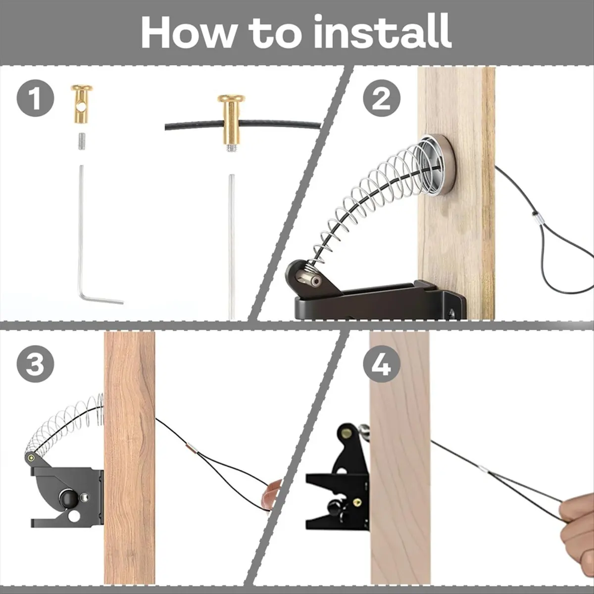 Premium 2 Sets Gate Latch Cable Pull String,Adjustable Spring Door Latch Opener, 2-6 Inch for Metal and Wooden Fences in Garden