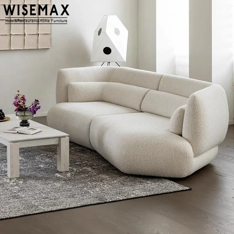 Cream Style Sofa Set Furniture Living Room Double-layer Back Wood Fabric Elastic Sponge Lazy Recliner Sofa