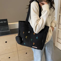 1*Minimalist Casual Handbag Large Capacity Commuter Handheld Tote Bag Letter Printed Versatile Student Shoulder Composite Bag