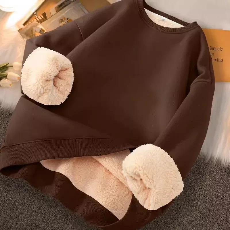 شتاء جديد لامب المخملية جولة الرقبة البلوز الرجال سميكة عارضة طويلة الأكمام هوديي المقاومة الباردة قميص قاعدة دافئة