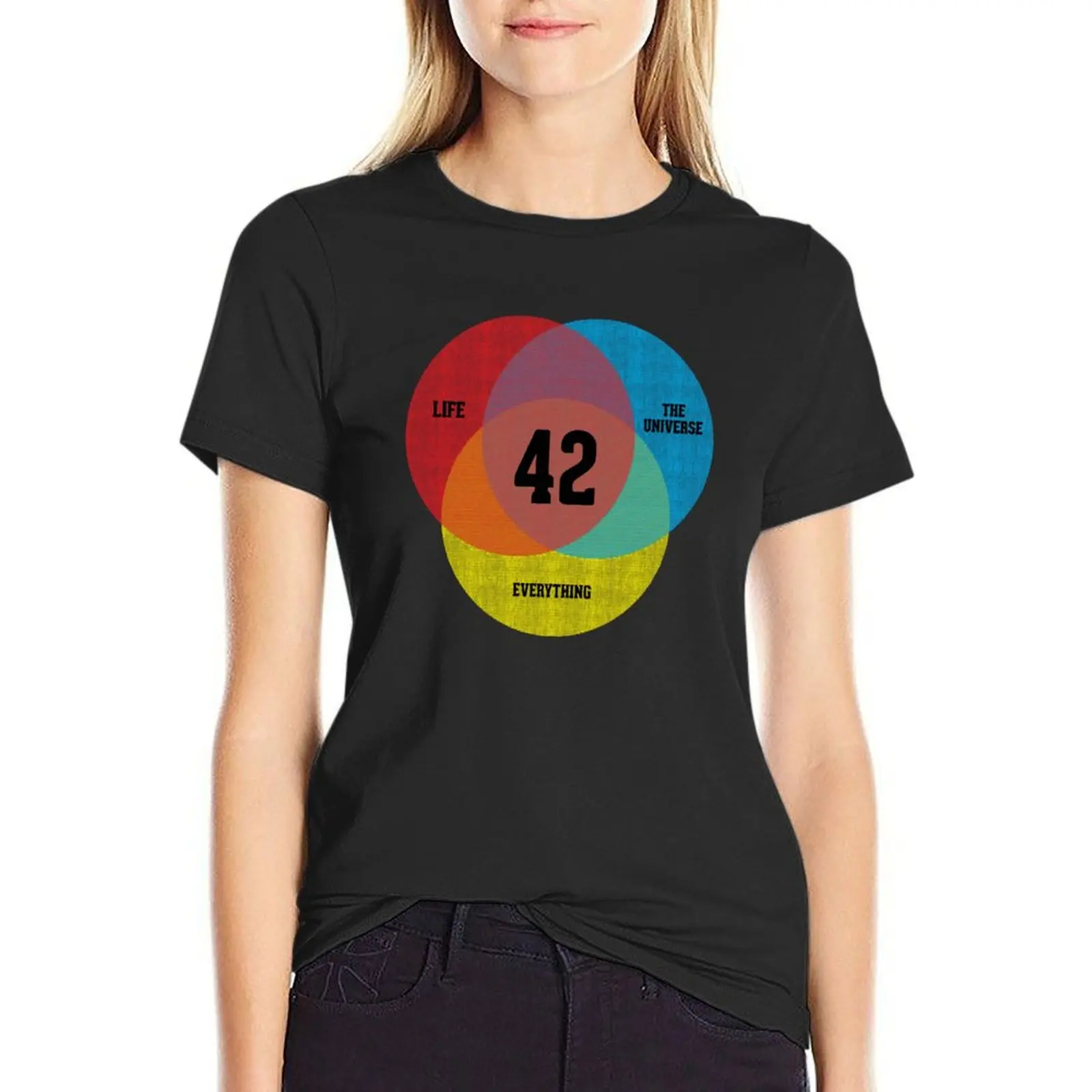 

Venn Diagram Life, the Universe & Everything T-Shirt new edition animal print quick drying Women's clothing