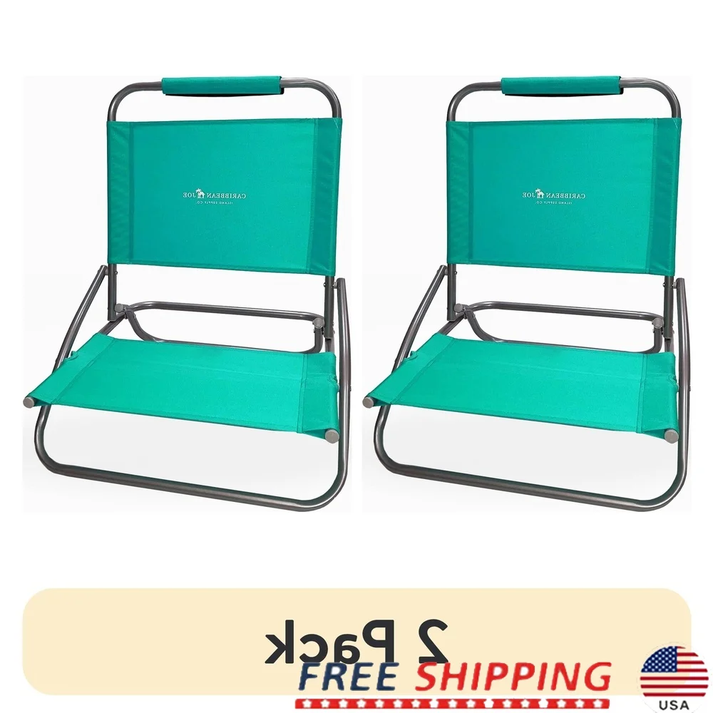 

Lightweight Folding Beach Chair Pack Durable Steel Frame Outdoor Relaxation Low Profile Easy Storage Portable Camping Chair