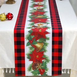 PET Christmas Table Runner Xmas Tree Santa Claus Elk Printed Table Runner Flag Kitchen Dining Table Runner  New year Home Decor