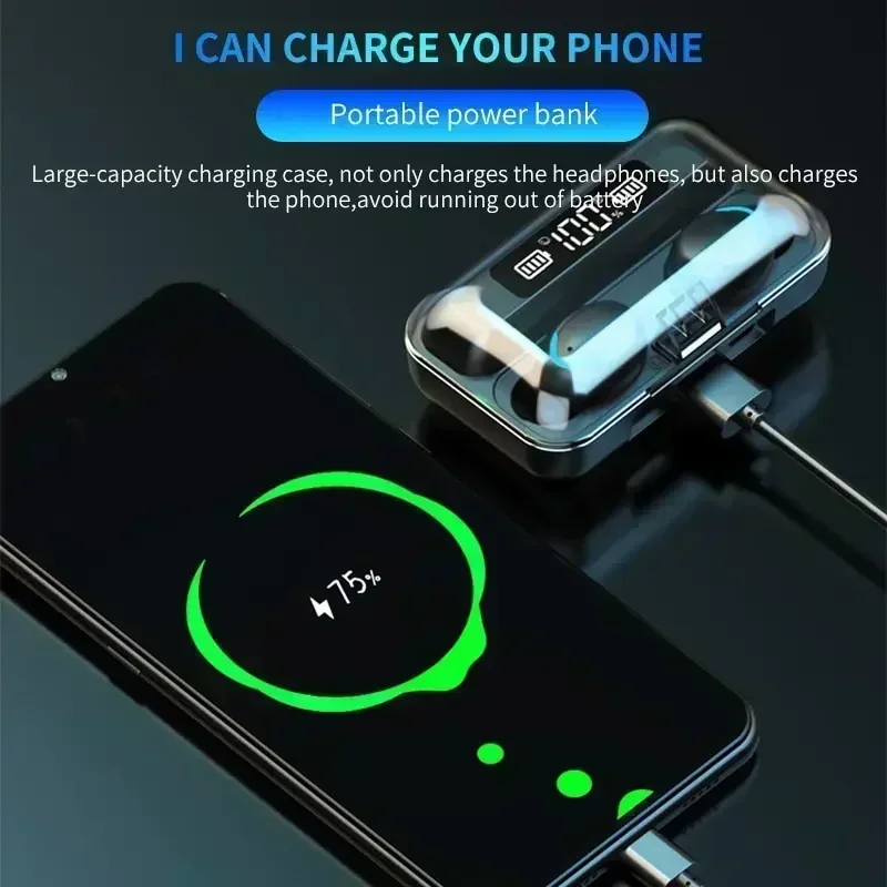 جديد سماعات بلوتوث 9D ستيريو عالية باس سماعات أذن رياضية Handfree التحكم باللمس Tws سماعات أذن لاسلكية مقاوم للماء
