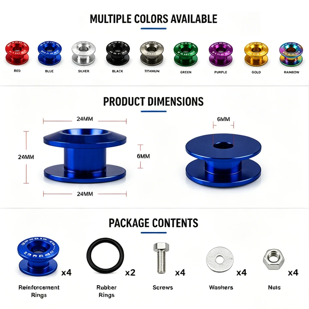 Aluminum JDM Quick Release Fasteners Bumper For Car Trunk Fender Hatch Lids Kit