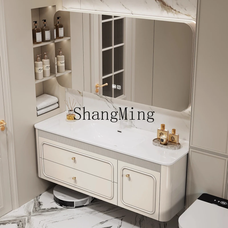 

DHY modern ceramic basin bathroom cabinet combination intelligent solid wood washstand hand washbasin cabinet