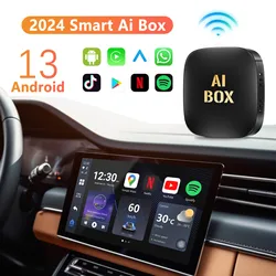 2024 Новый Smart CarPlay AI Box Android 13.0 Проводной к беспроводному адаптеру Android Auto CarPlay Встроенный в Goole Stroe Youtube Nexflit