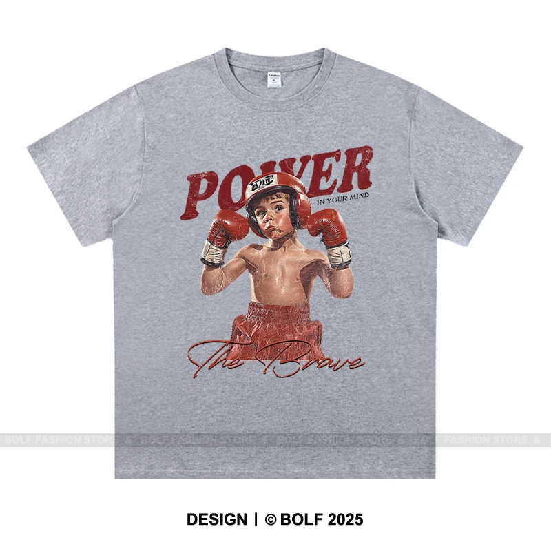 2026 Summer Retro Boxing Theme T‑Shirt Men Women Vintage Fighter Graphic Print Loose Short Sleeve Casual Street Tee