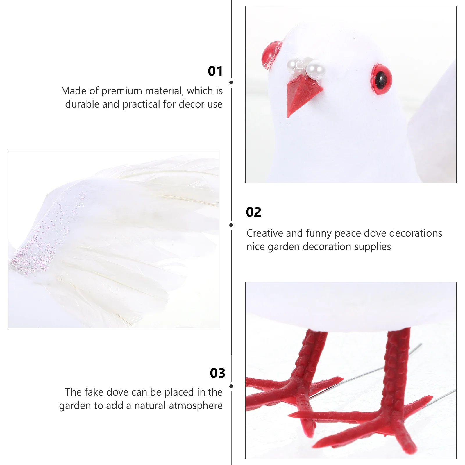 

1Pcs Simulation Dove Decor White Pigeon Garden Decorative Peace Dove Compact Ornament for Micro Landscape and Yard