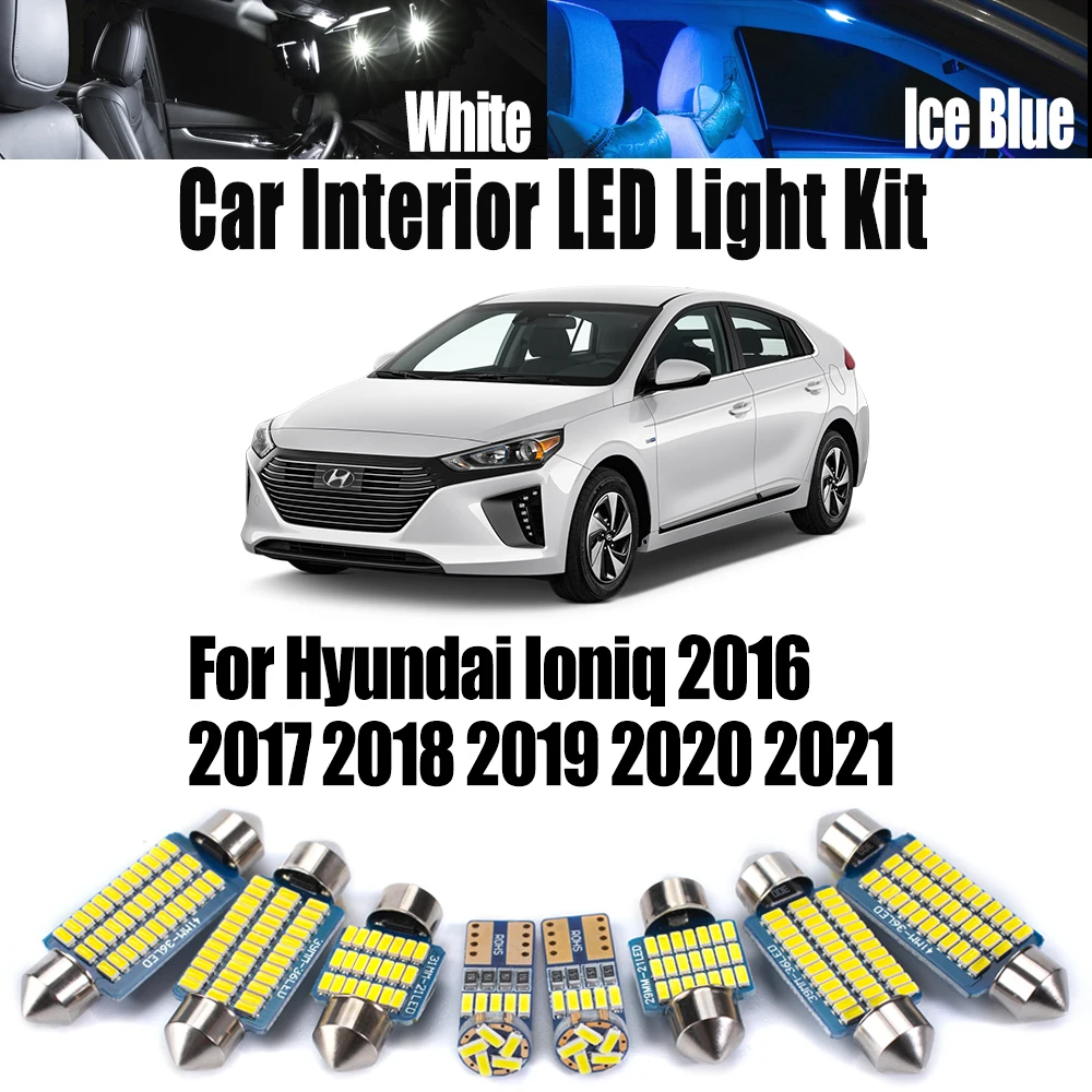 

13Pcs LED Interior Reading Map Dome Trunk Light Kit ​For Hyundai Ioniq 2016- 2020 2021 Canbus Car Number Plate Bulbs Accessories
