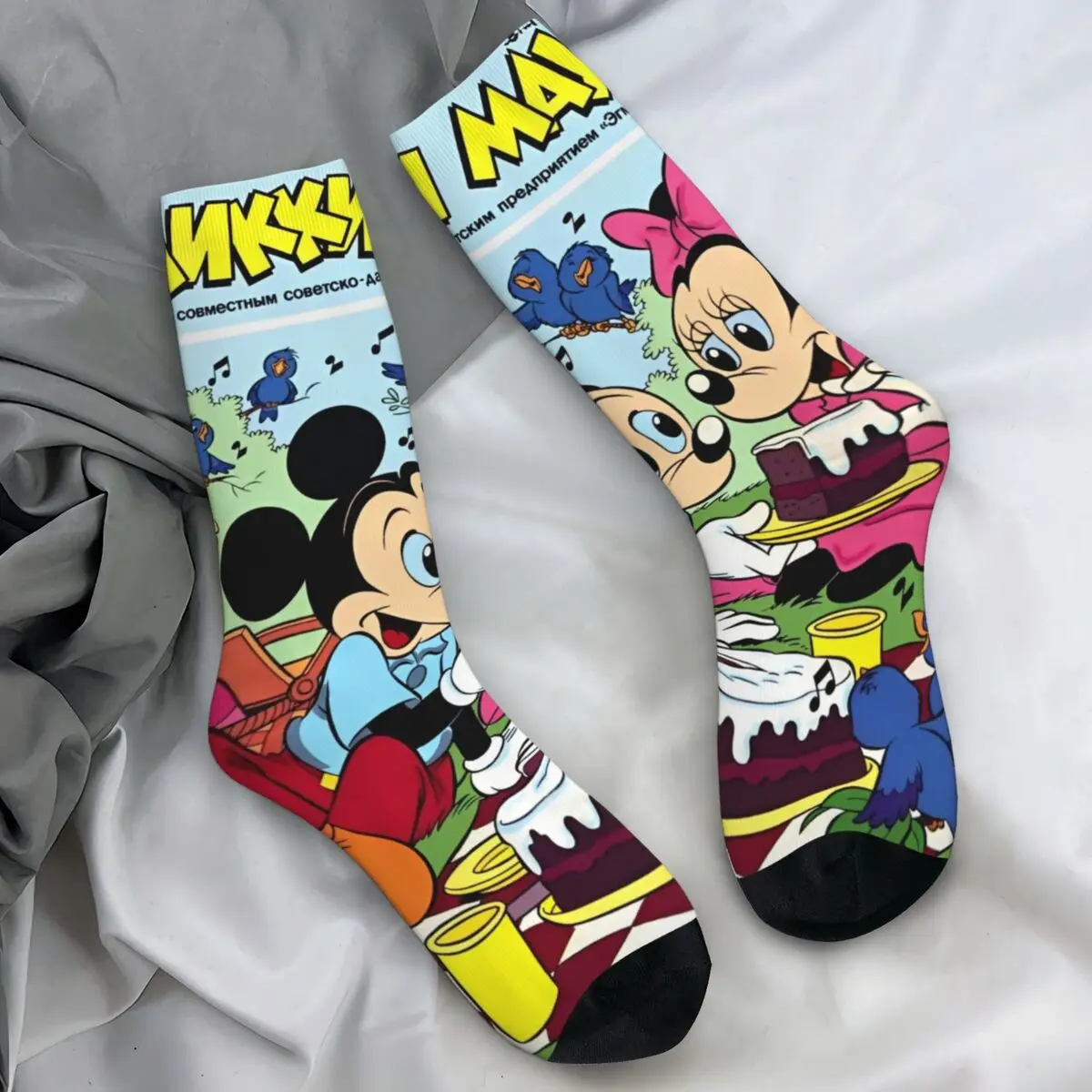 Mickey Mouse Cartoon Socken Neuheit Strümpfe Männer warme weiche Rad socken Winter Grafik rutsch feste Socken