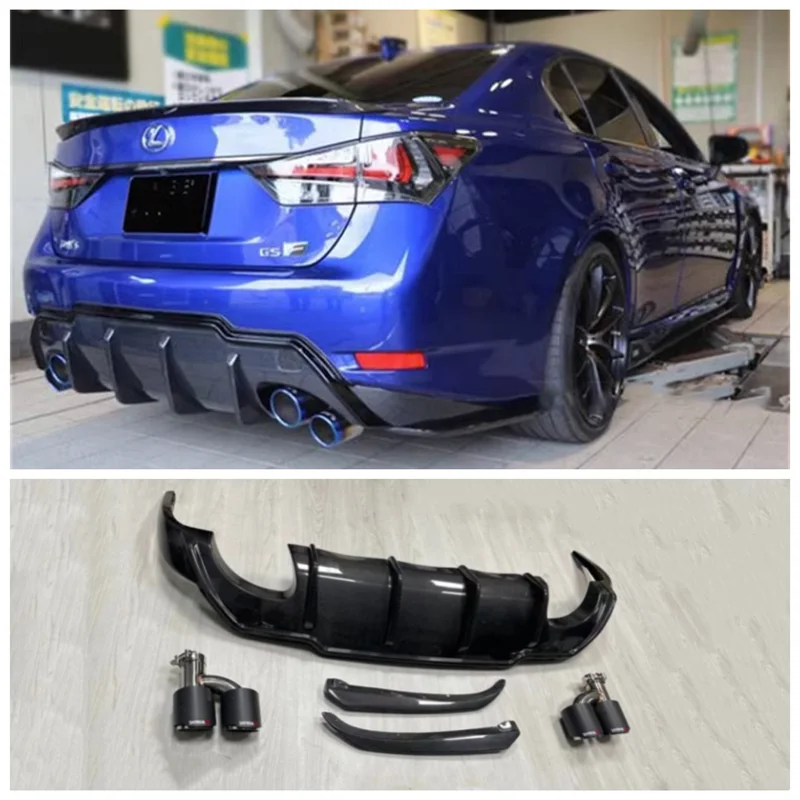 

For Lexus GS300 GS350 GS400 GS450 GS460 2015-2020 High Quality Carbon Fiber Rear Bumper Lip Diffuser Spoiler Exhaust Cover