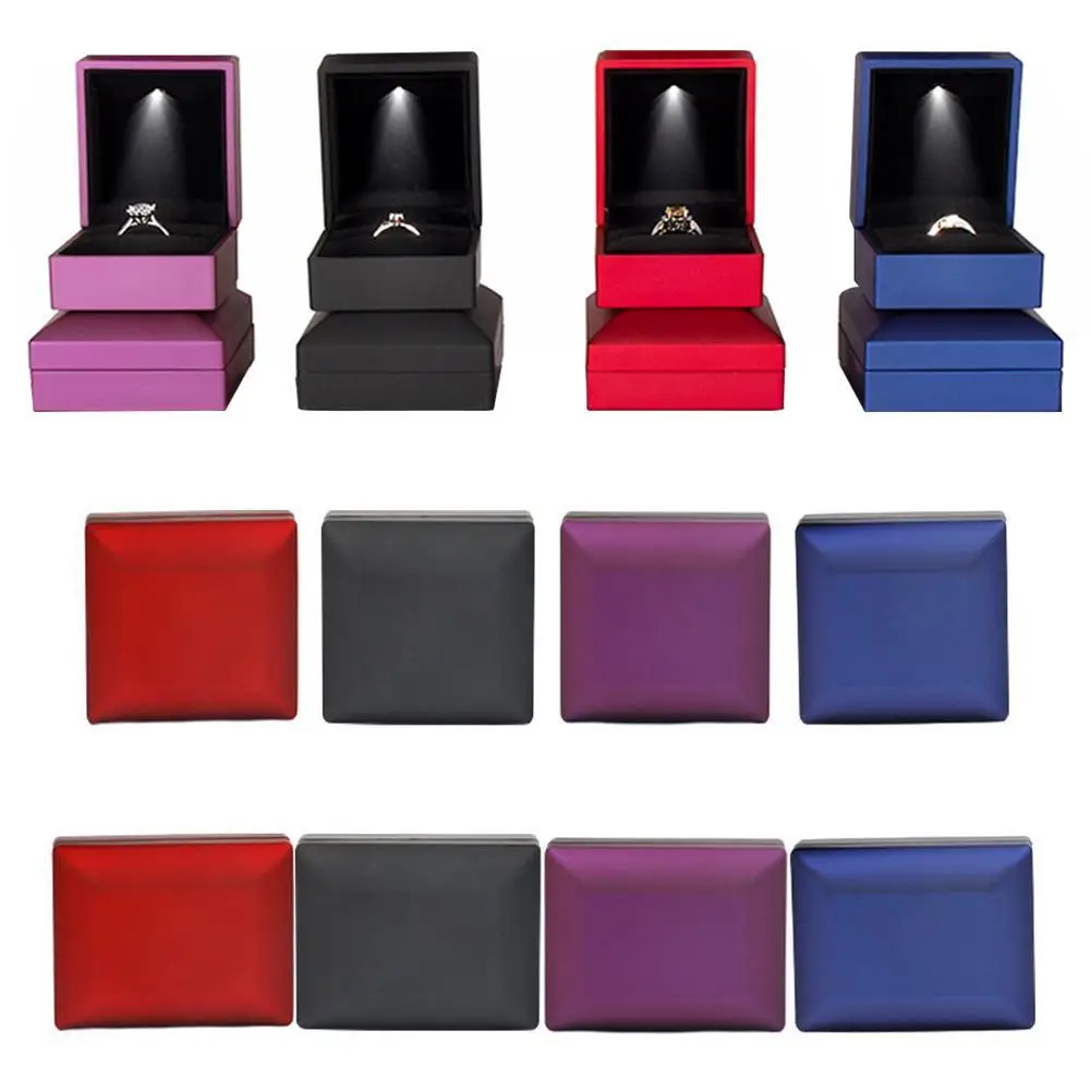 LED Lighted Gift Box Engagement Box Jewelry Box for Ring Earring Necklace Case LED Wedding Rings Box with Backlight I9Z5