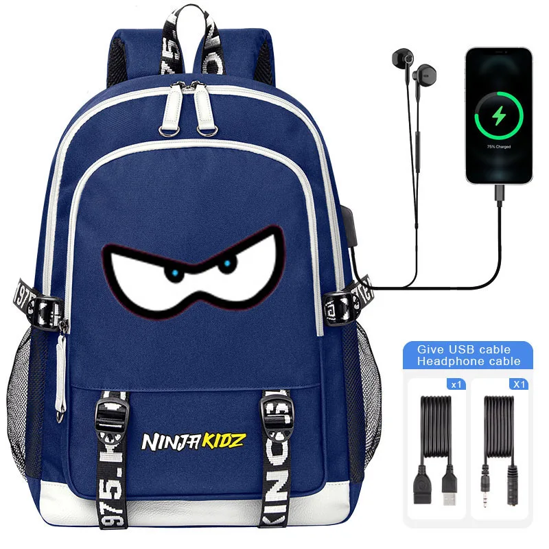 Cartoon Ninja Kidz Print Children Backpack high quality Boy Girl School bag Bookbag Teenage Kids USB Laptop Shoulder Bag Mochila