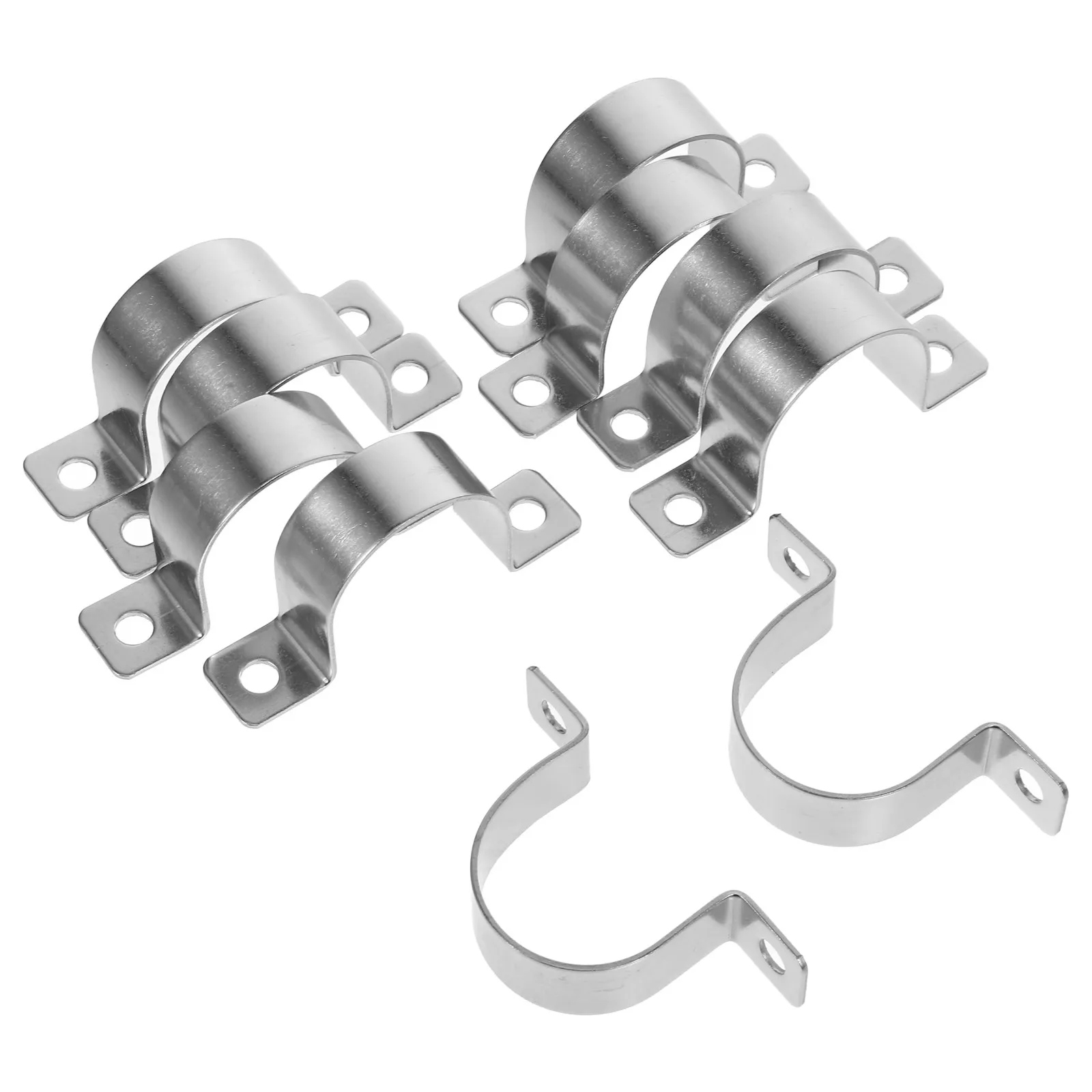 Two-Hole U Clamps for Industrial Users to Hold Cables Securely, 20 Pcs, 25 mm Fixed Diameter, Silver Stainless Steel