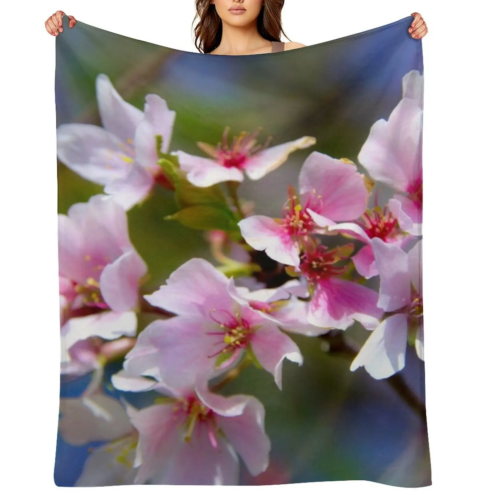 Sakura Close-Up Throw Blanket Beautifuls Luxury St Decorative Sofas Picnic Blankets