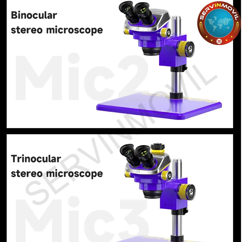 MECHANIC Mic3-B11 Trinocular Stereo Microscope WF10X/25MM Eyepiece 7-50X Continuous Zoom for Phone PCB Welding Microscope Tool