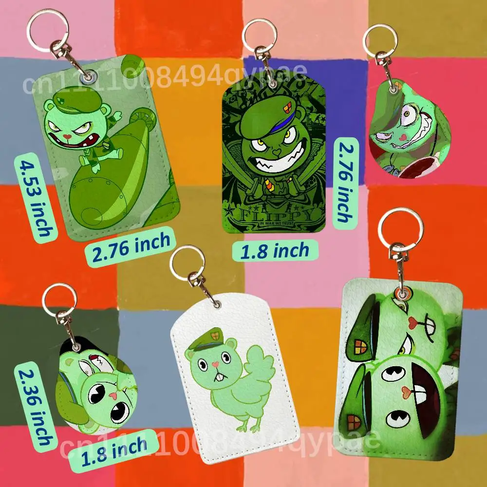 F-Fliqpy HTF Happy Tree Friend 1PCS Porte-cartes en cuir, porte-clés, porte-étiquettes d'accès pour serrures de porte, étui pour cartes d'identité, pochette pour cartes d'accès, porte-clés