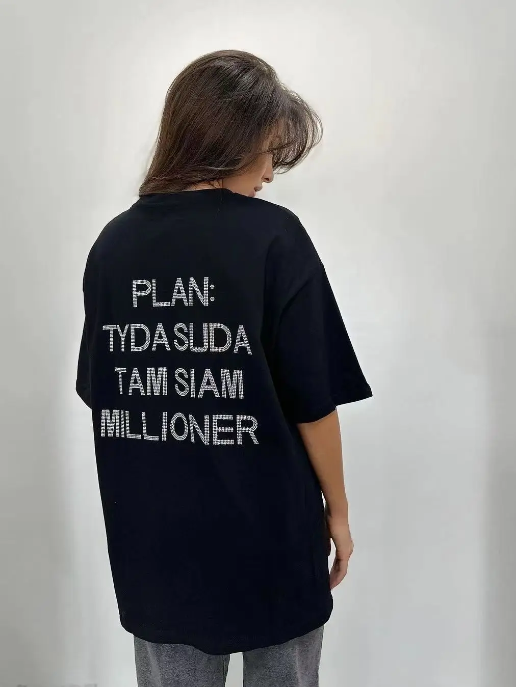 

Cotton T Shirts Women Rhinestone Letter Casual Tshirt Short Sleeve Summer Women's Top Oversize Bodyfriend Kpop Style Tees 2024